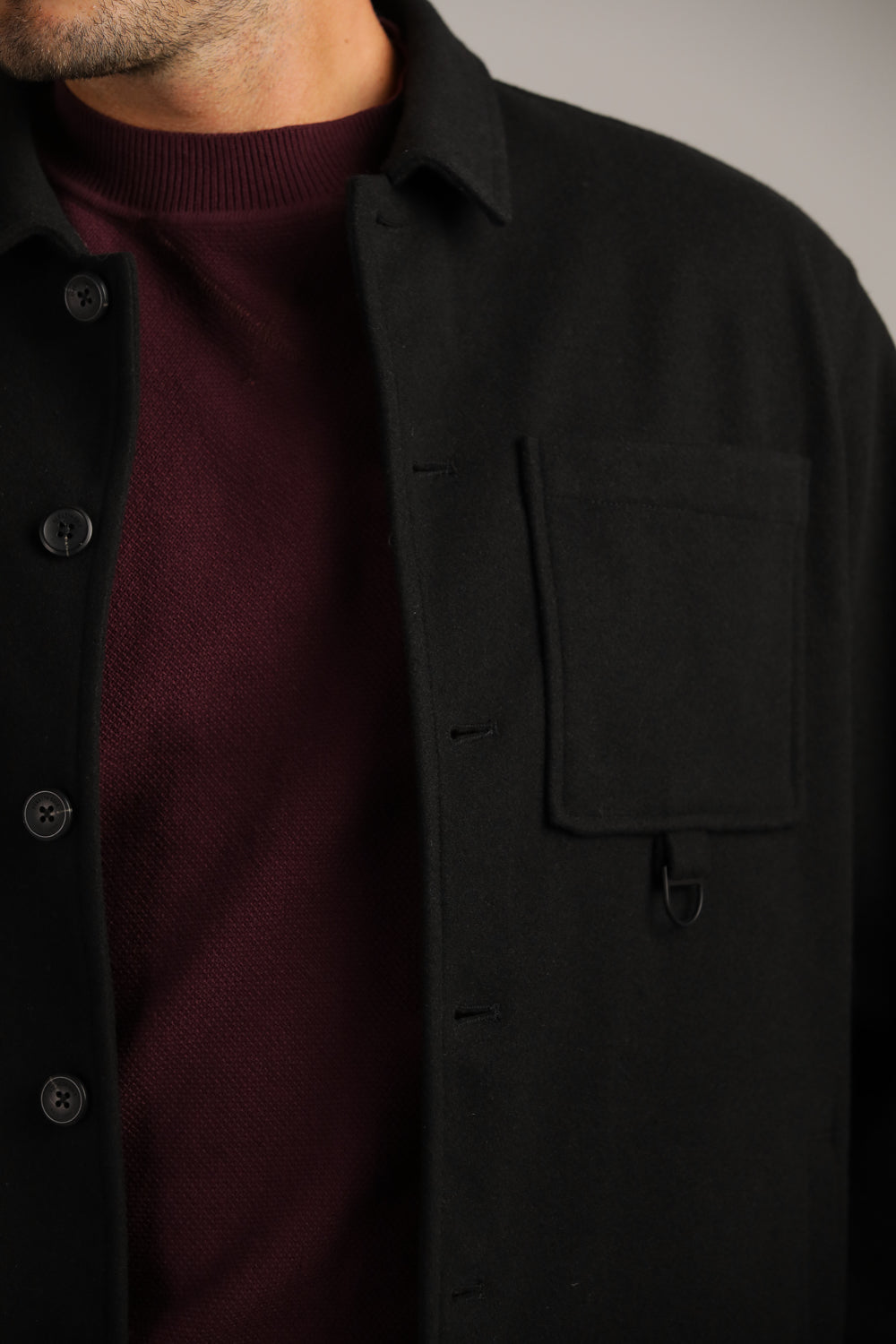 Straight Loose-Fit Overshirt With Button Closure