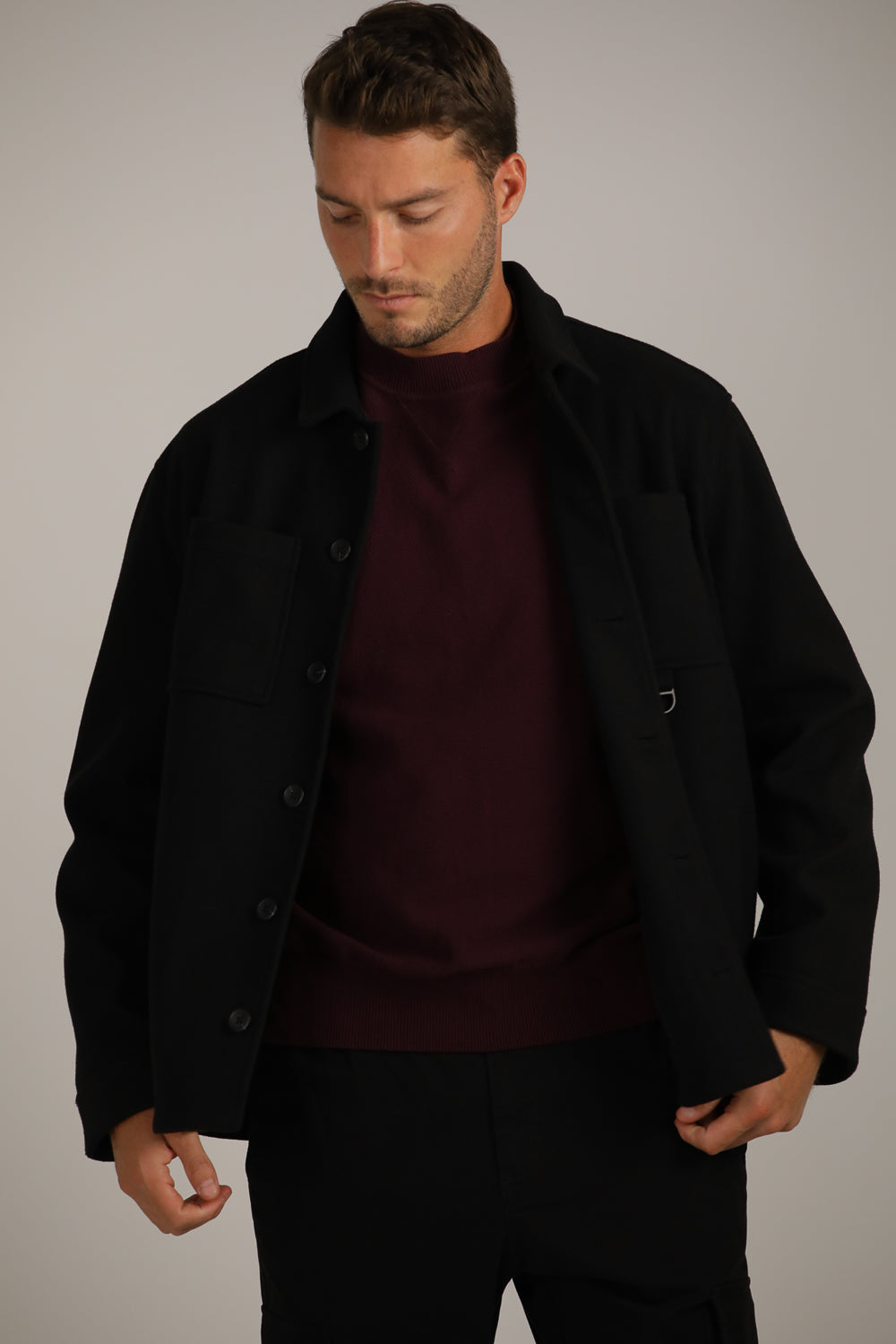 Straight Loose-Fit Overshirt With Button Closure