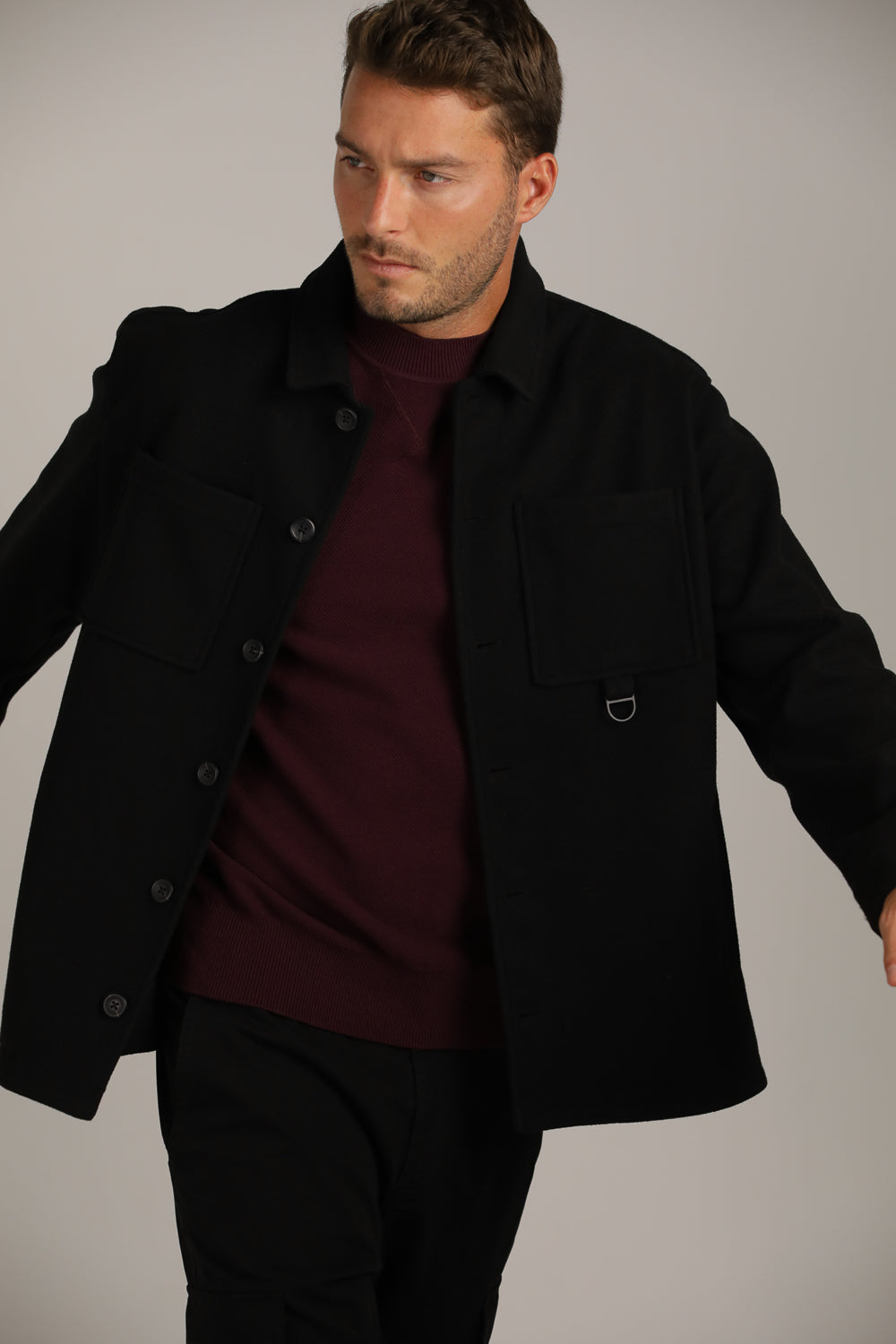 Straight Loose-Fit Overshirt With Button Closure