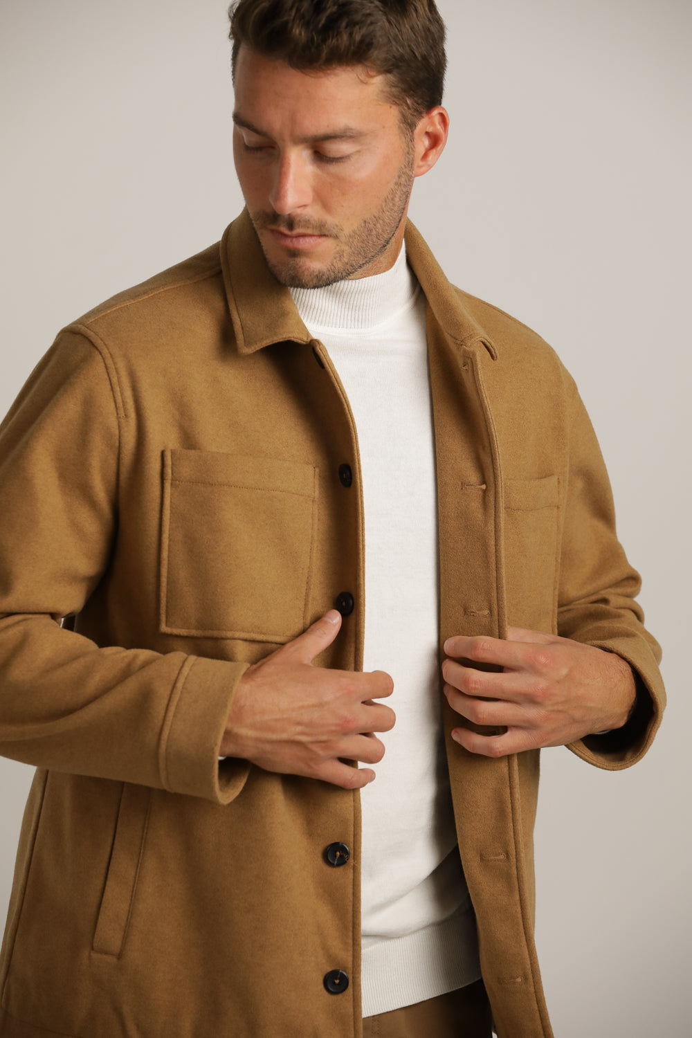 Straight Loose-Fit Overshirt With Button Closure