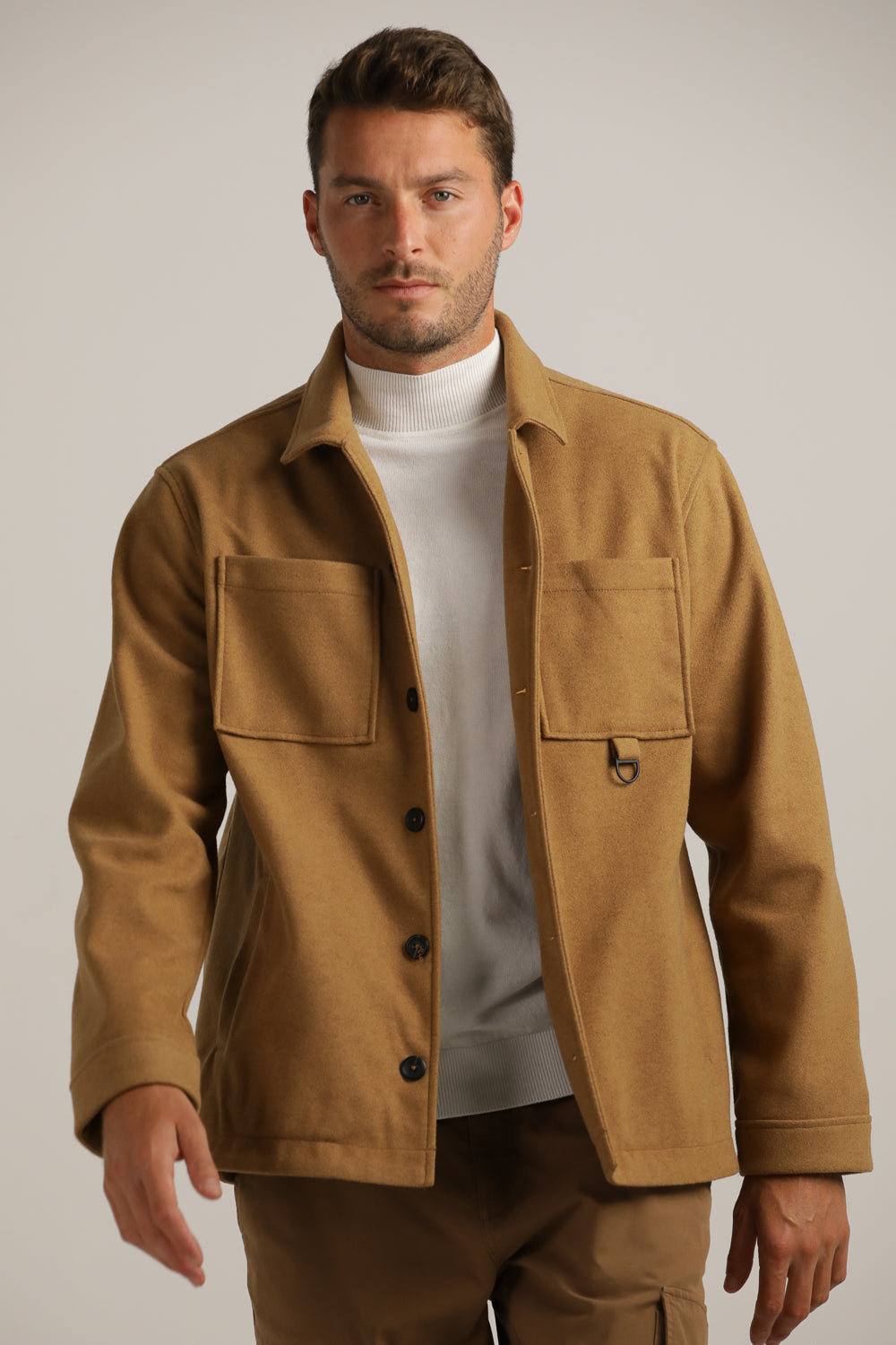 Straight Loose-Fit Overshirt With Button Closure