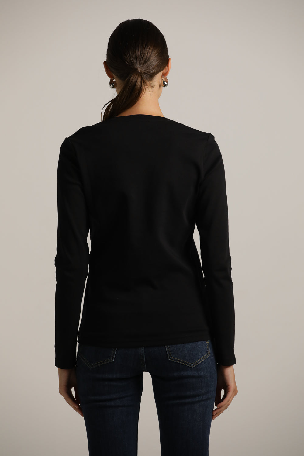 Long-Sleeve V-Neck T-Shirt In Cotton