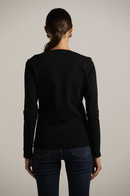 Long-Sleeve V-Neck T-Shirt In Cotton