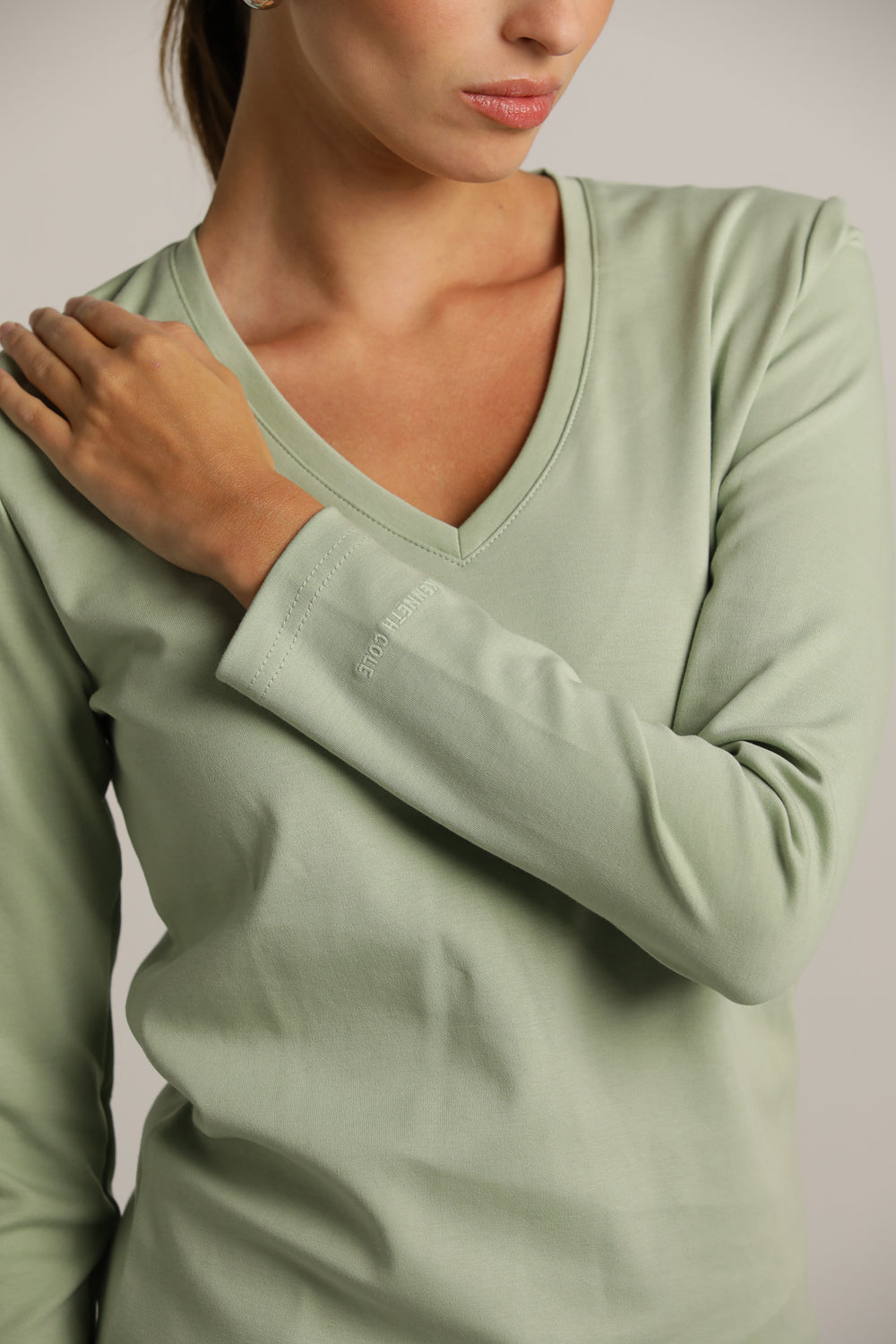 Long-Sleeve V-Neck T-Shirt In Cotton