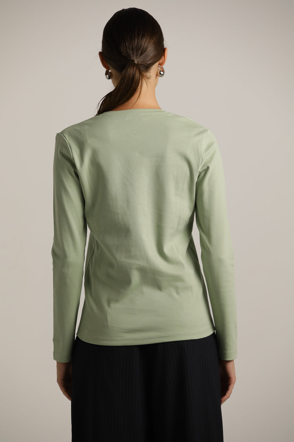Long-Sleeve V-Neck T-Shirt In Cotton