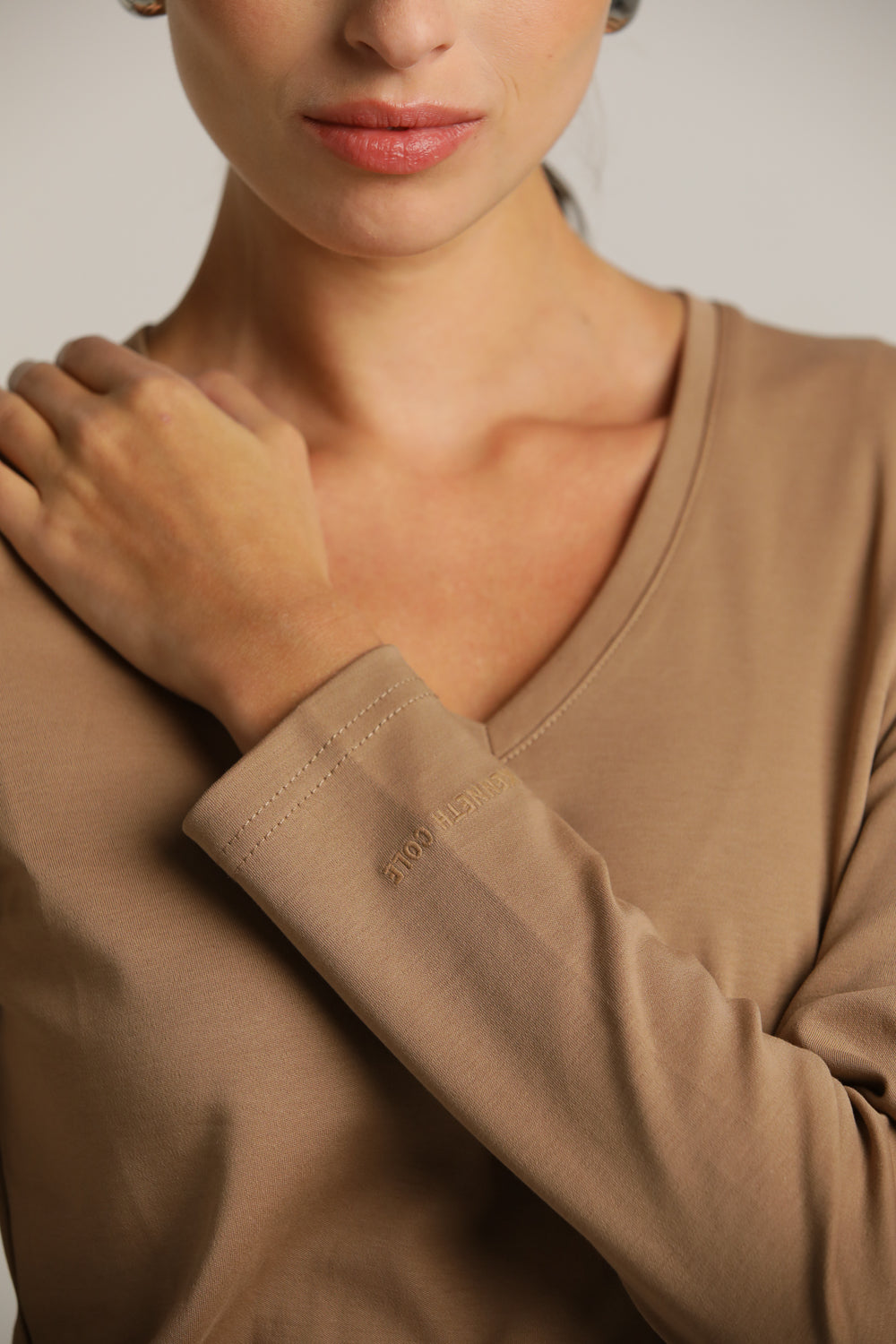 Long-Sleeve V-Neck T-Shirt In Cotton