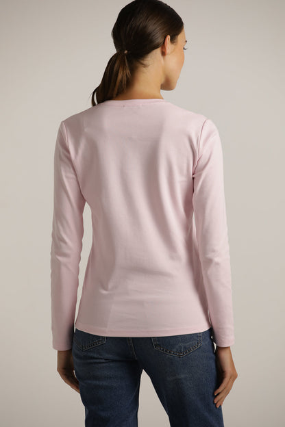 Long-Sleeve V-Neck T-Shirt In Cotton