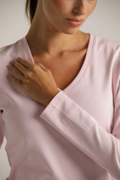 Long-Sleeve V-Neck T-Shirt In Cotton