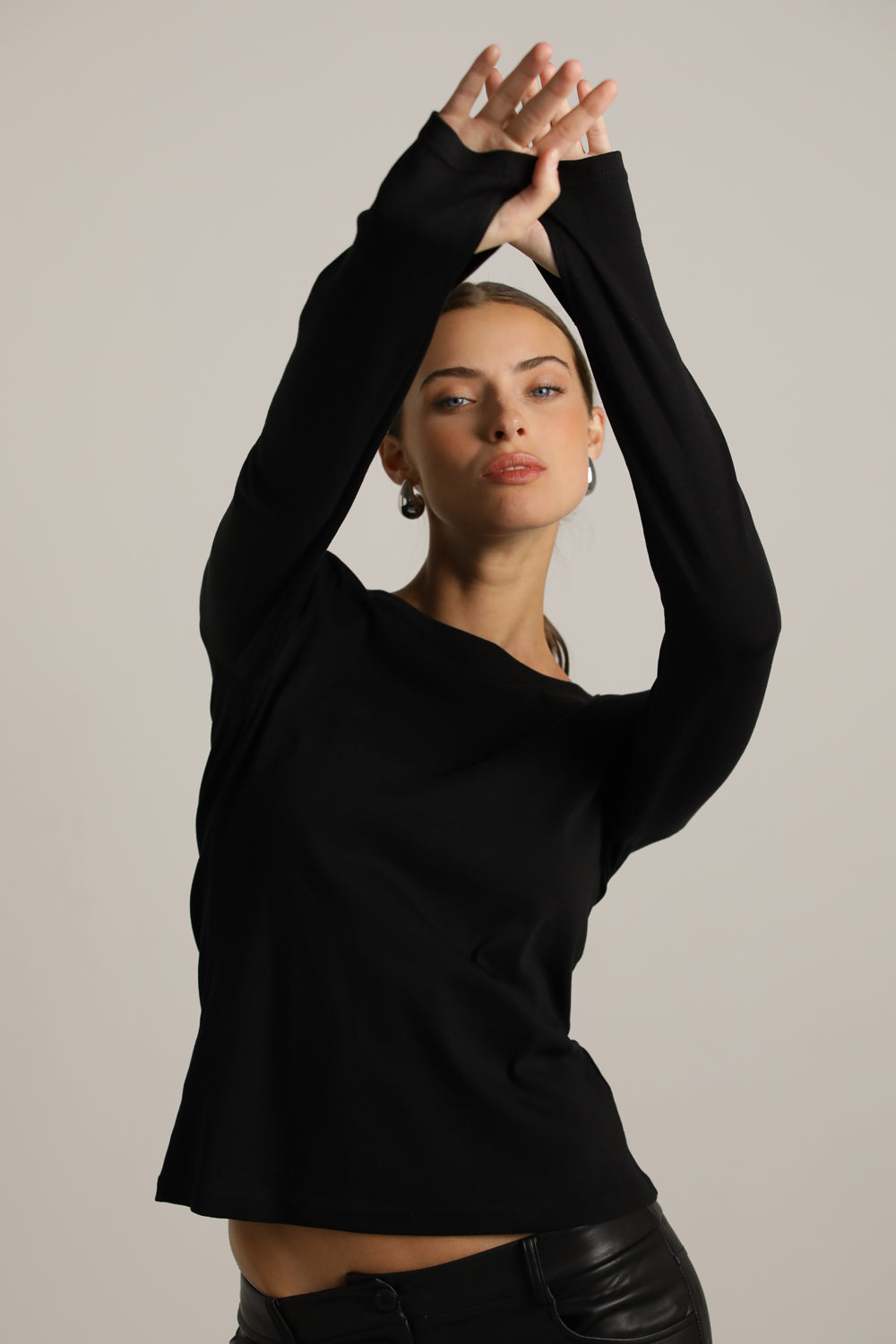 Long-Sleeve Cotton T-Shirt With Thumbholes