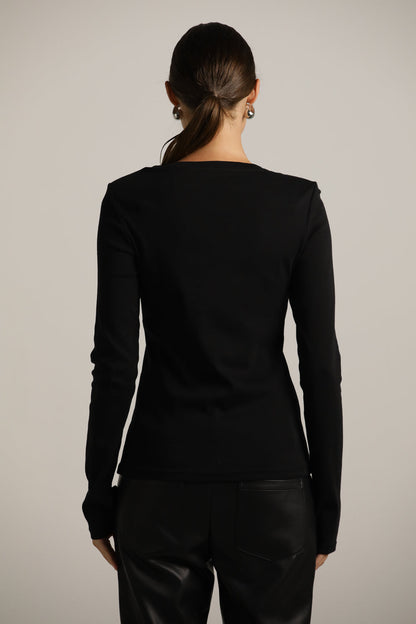 Long-Sleeve Cotton T-Shirt With Thumbholes