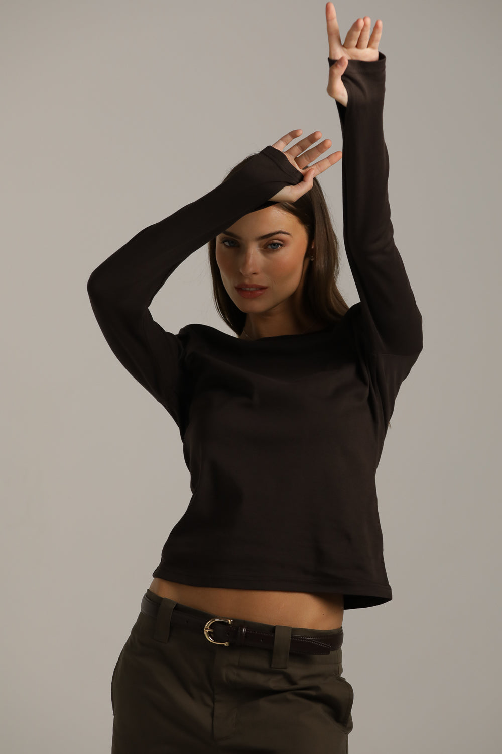 Long-Sleeve Cotton T-Shirt With Thumbholes