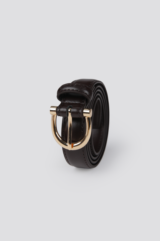 Leather Belt With Gold Buckle