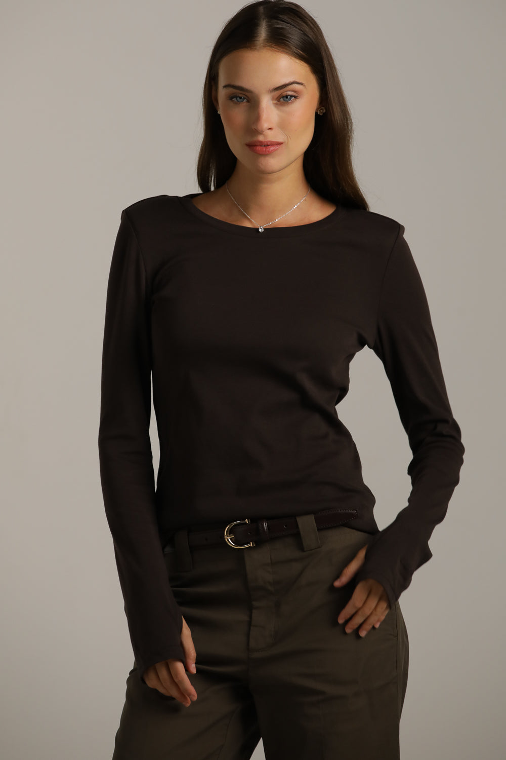 Long-Sleeve Cotton T-Shirt With Thumbholes