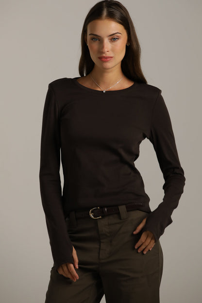 Long-Sleeve Cotton T-Shirt With Thumbholes