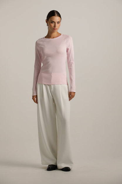 Fitted Long-Sleeve Raglan Top In Cotton