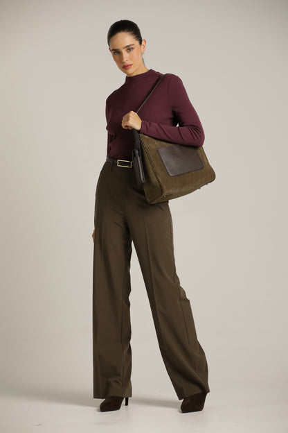 Fitted Basic Mock-Neck T-Shirt