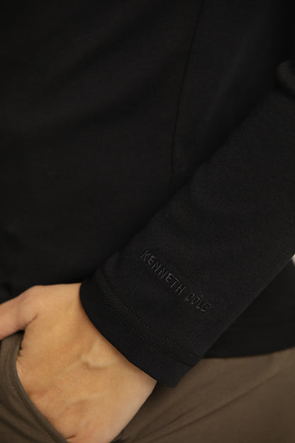 Fitted Basic Mock-Neck T-Shirt