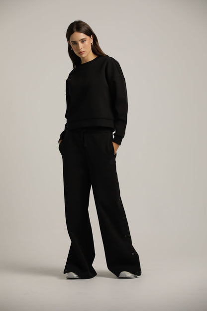 Relaxed Sweatpants With Side Leg Buttons