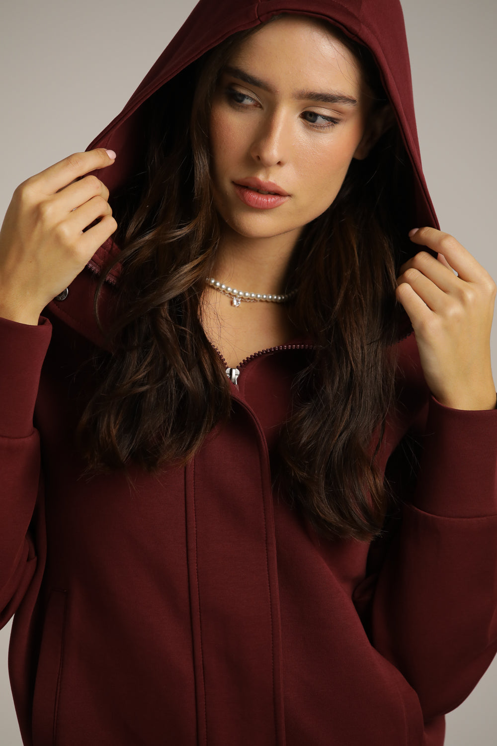 Jacket With Hood And Concealed Zipper