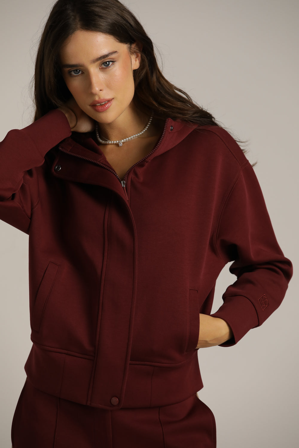 Jacket With Hood And Concealed Zipper