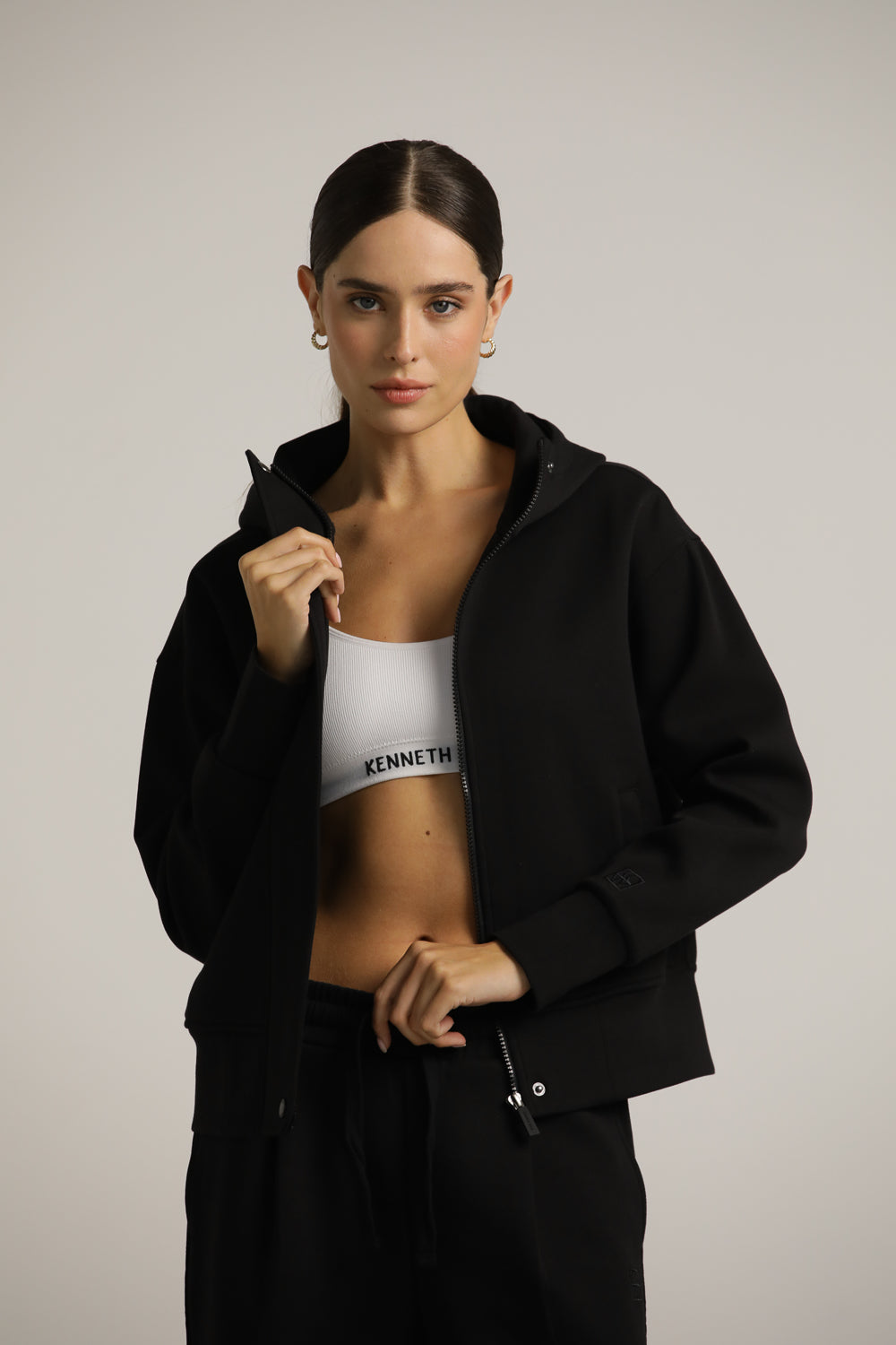 Jacket With Hood And Concealed Zipper