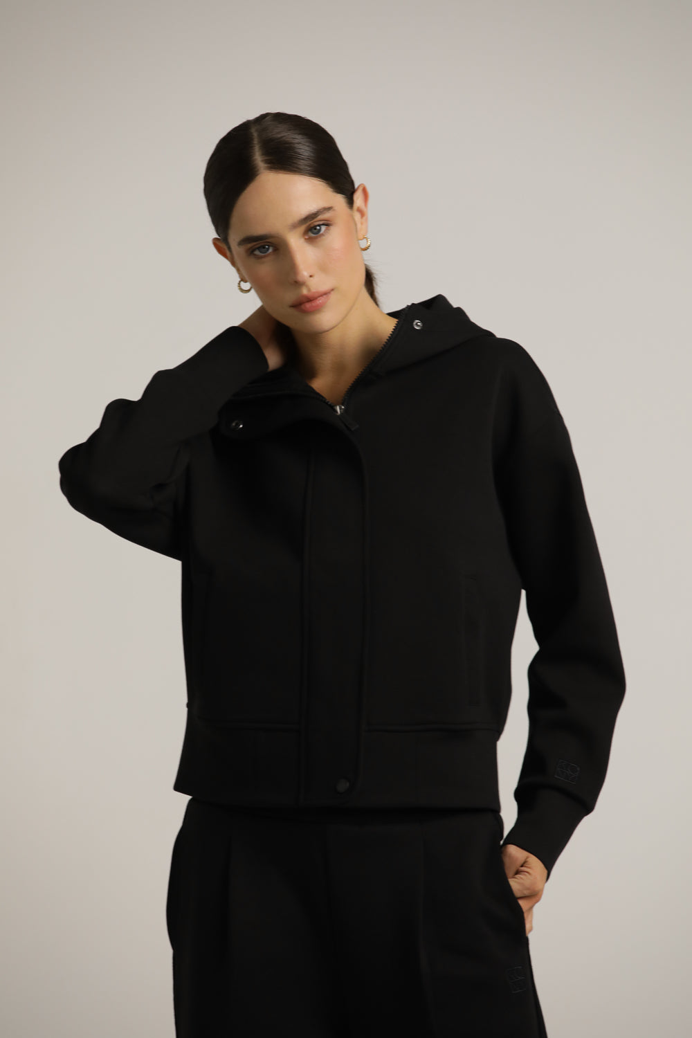 Jacket With Hood And Concealed Zipper