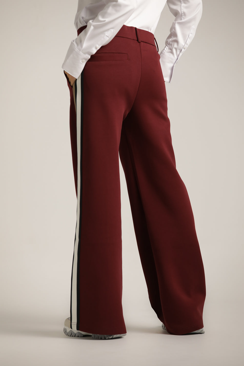 Wide Tailored-Style Pants With Side Stripes