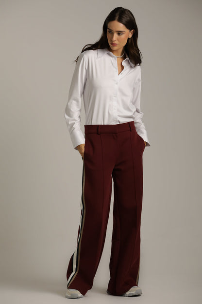 Wide Tailored-Style Pants With Side Stripes