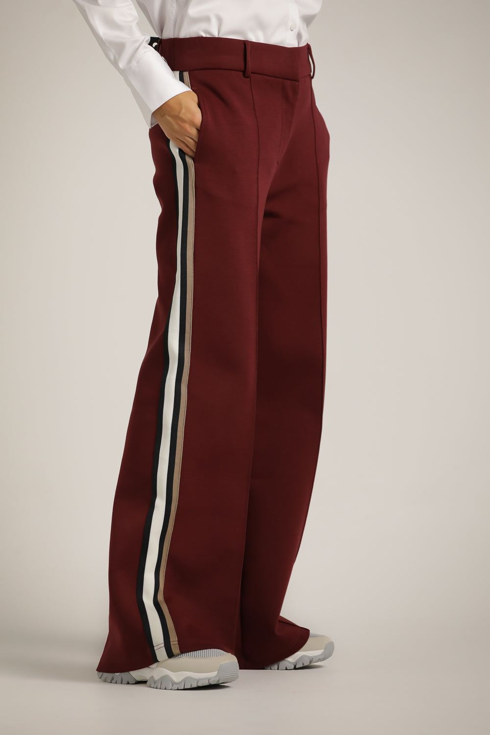Wide Tailored-Style Pants With Side Stripes