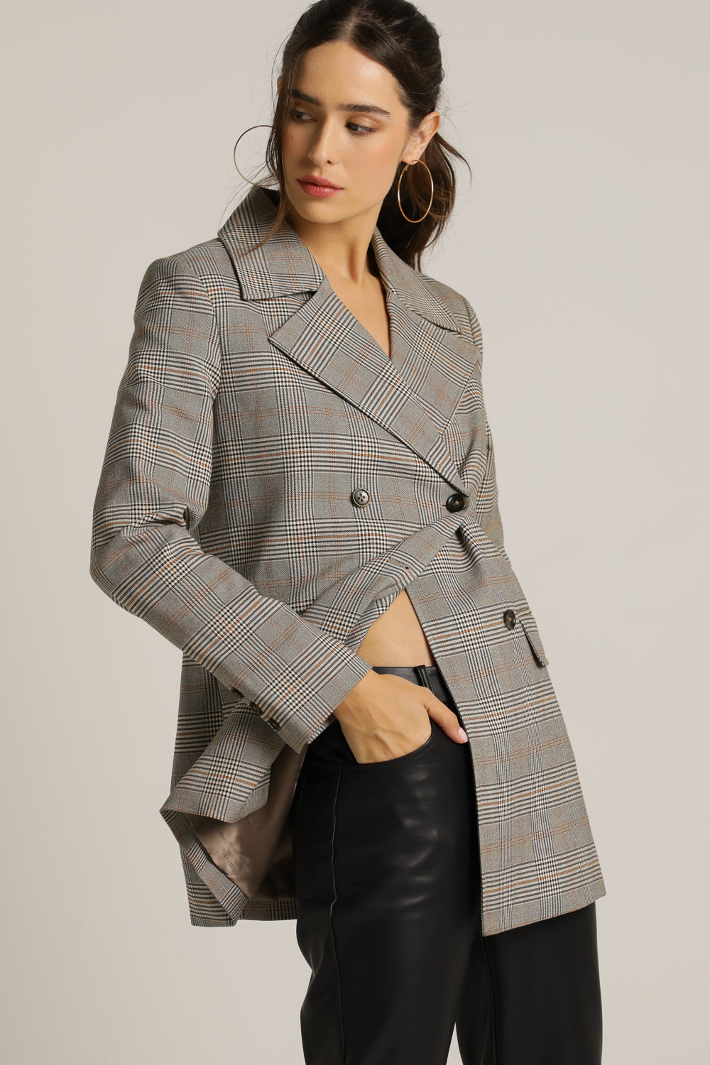 Oversized Blazer In Checked Pattern