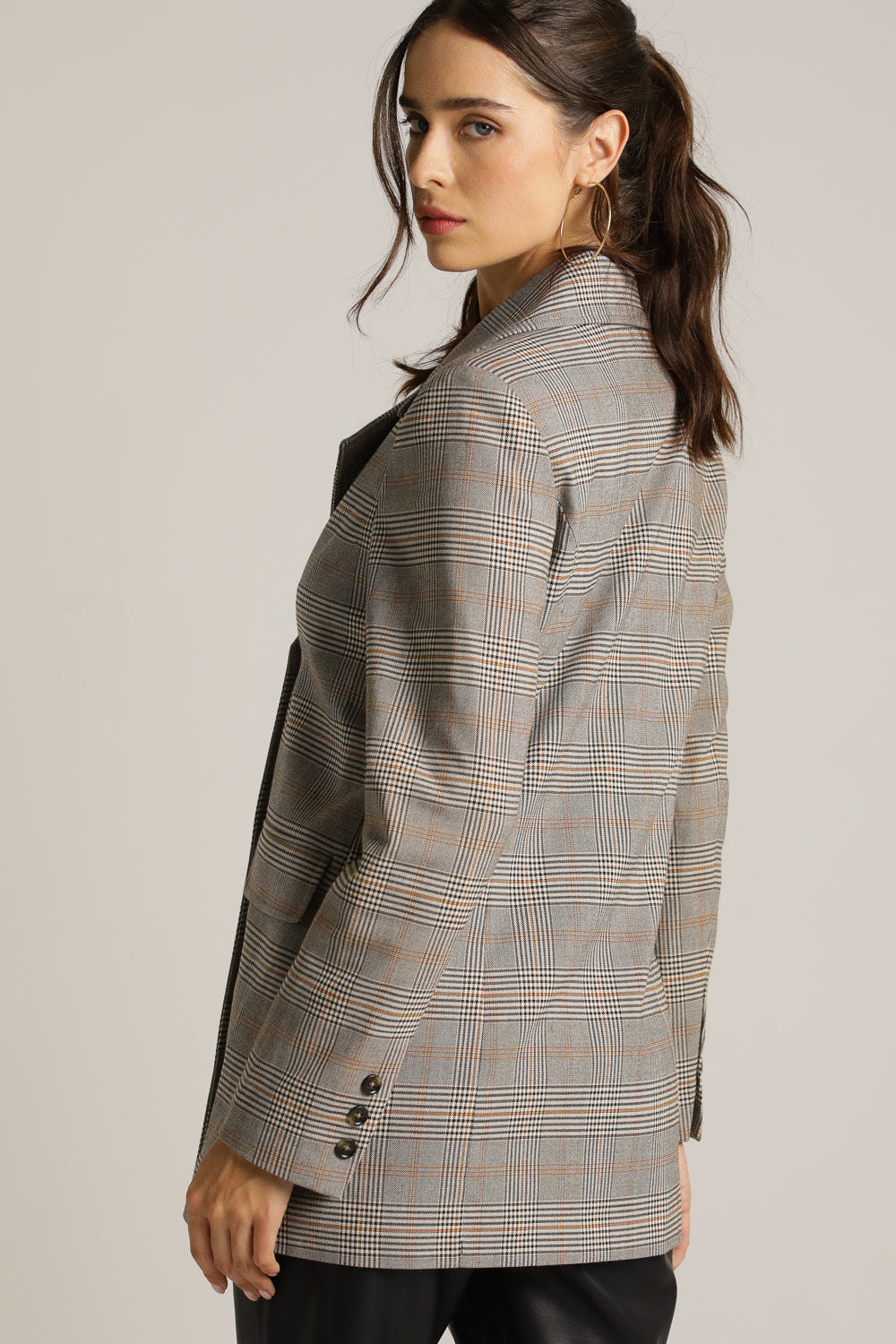 Oversized Blazer In Checked Pattern