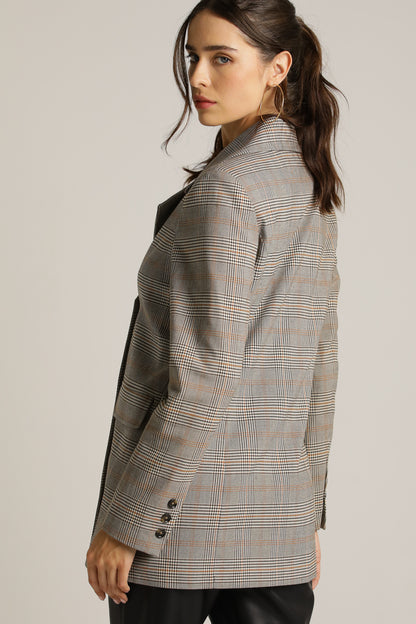 Oversized Blazer In Checked Pattern