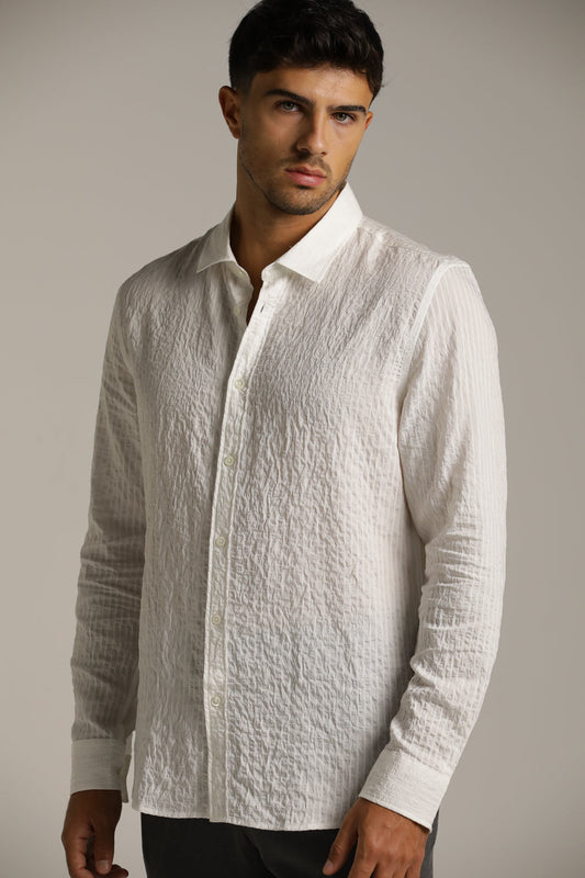 Button-Up Shirt In Crinkle Texture