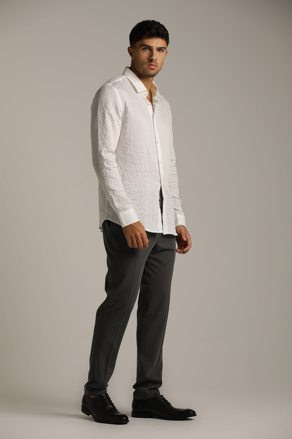 Button-Up Shirt In Crinkle Texture