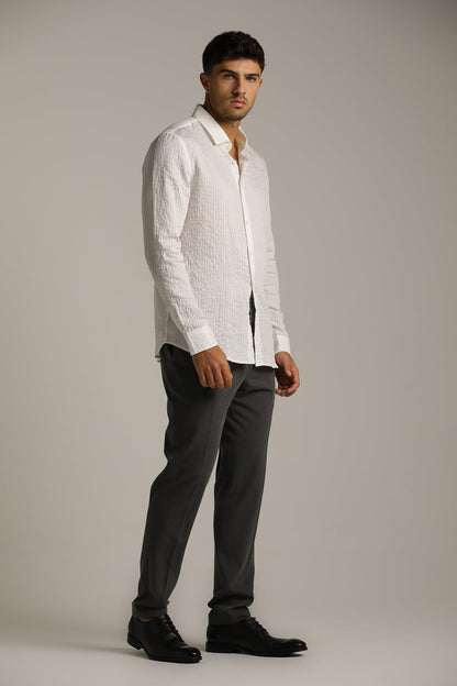 Button-Up Shirt In Crinkle Texture