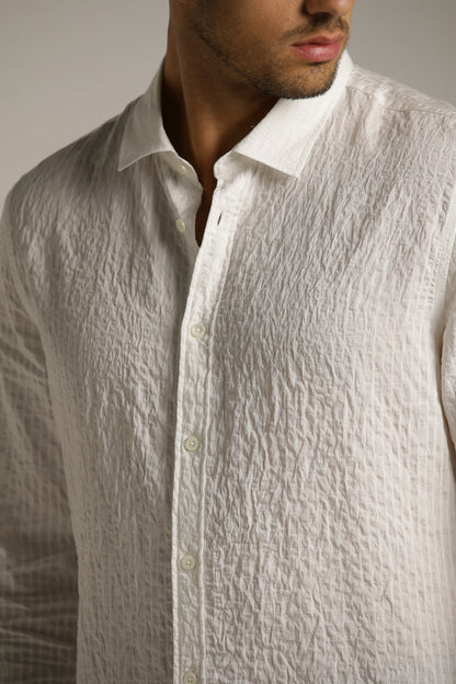 Button-Up Shirt In Crinkle Texture