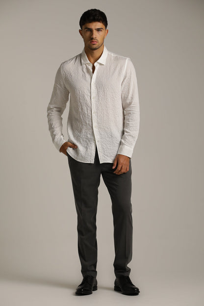 Button-Up Shirt In Crinkle Texture