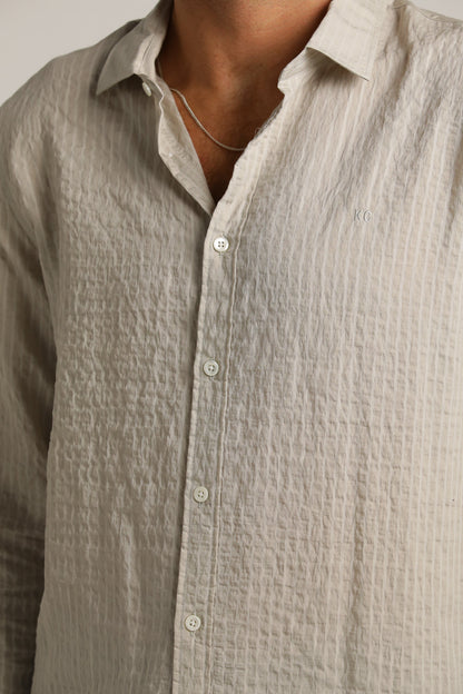 Button-Up Shirt In Crinkle Texture