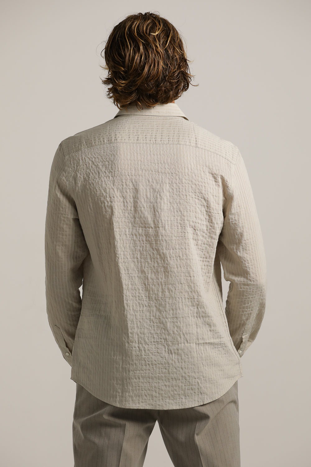 Button-Up Shirt In Crinkle Texture