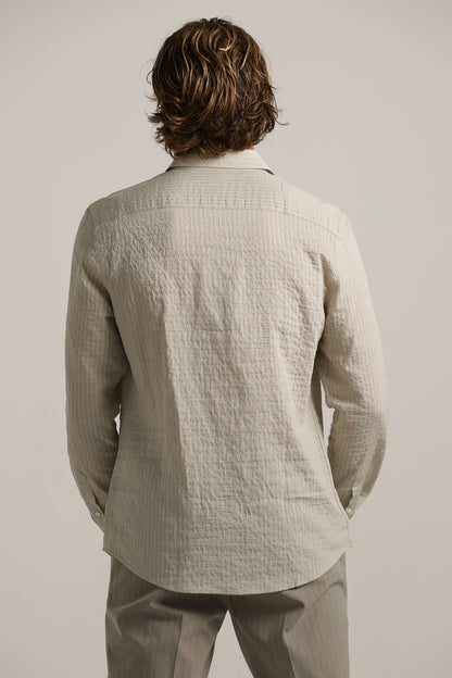 Button-Up Shirt In Crinkle Texture