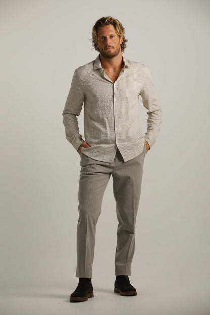 Button-Up Shirt In Crinkle Texture