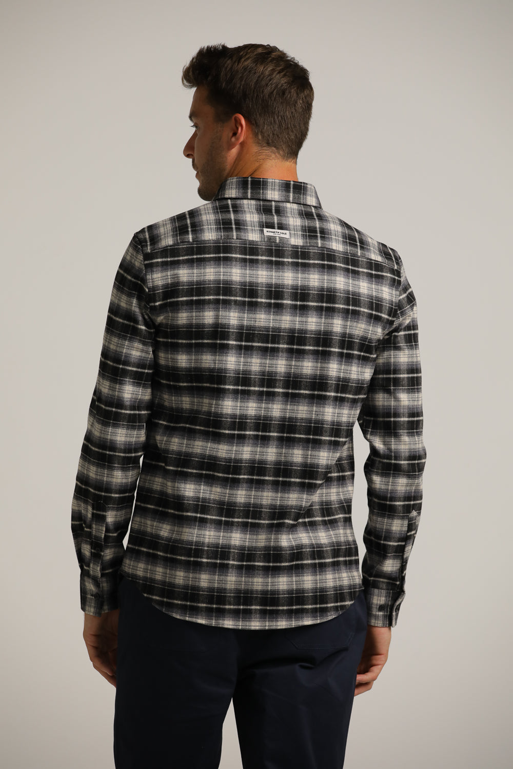 Flannel Button-Up Shirt In Checked Pattern