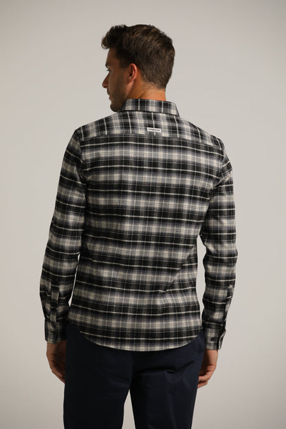 Flannel Button-Up Shirt In Checked Pattern