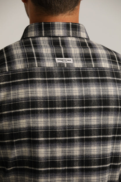 Flannel Button-Up Shirt In Checked Pattern