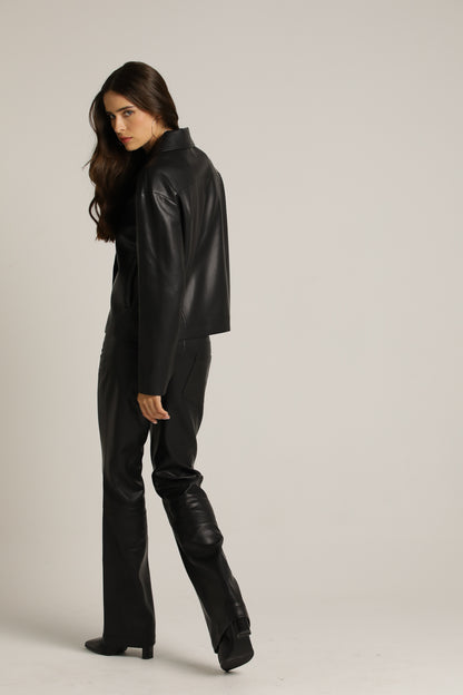 Boxy Jacket In Faux Leather