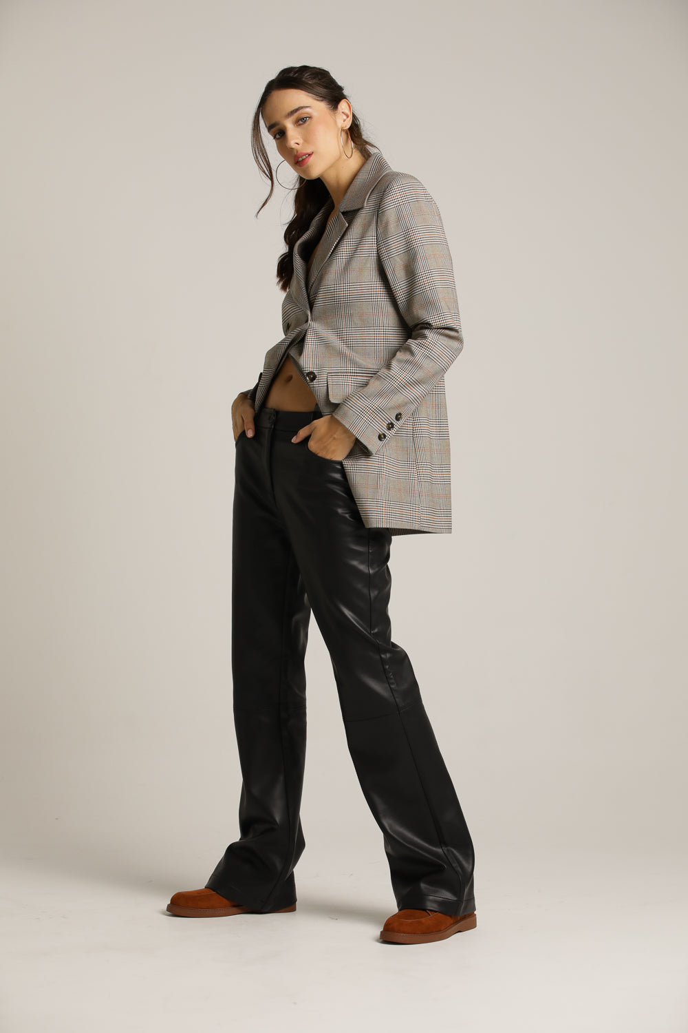 Bootcut-Fit Pants In Faux Leather