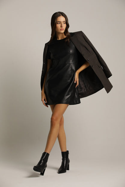 Faux Leather Mini Dress