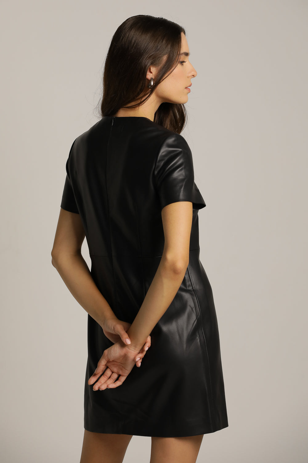 Straight-Fit Short Dress In Faux Leather