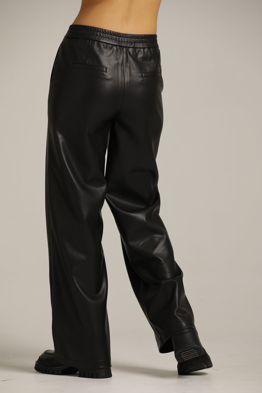Wide Straight-Leg Pants In Faux Leather