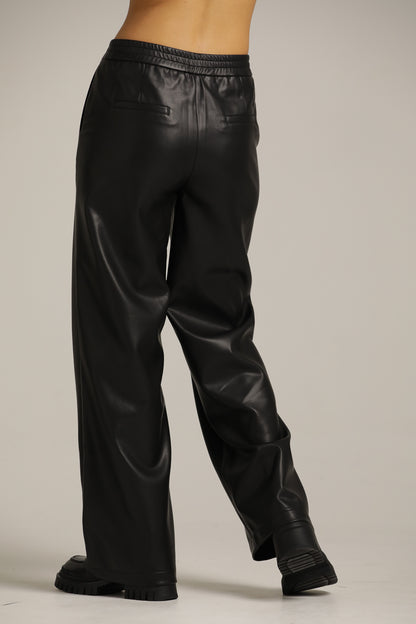 Wide Straight-Leg Pants In Faux Leather